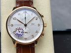 IWC Schaffhausen Watch White Dial Leather Strap 41mm