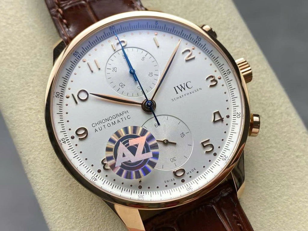 IWC Schaffhausen Watch White Dial Leather Strap 41mm