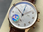 IWC Schaffhausen Watch White Dial Leather Strap 41mm