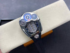 Jaboc &amp; Co Bugatti Watch Rubber Strap Black 52x48mm