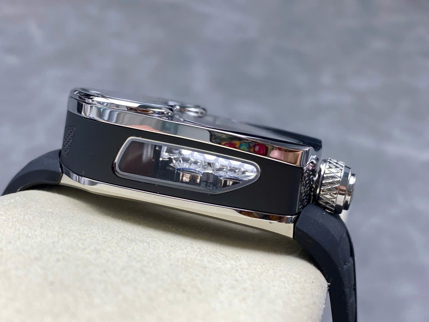 Jaboc &amp; Co Bugatti Watch Rubber Strap Black 52x48mm