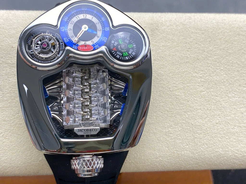 Jaboc &amp; Co Bugatti Watch Rubber Strap Black 52x48mm
