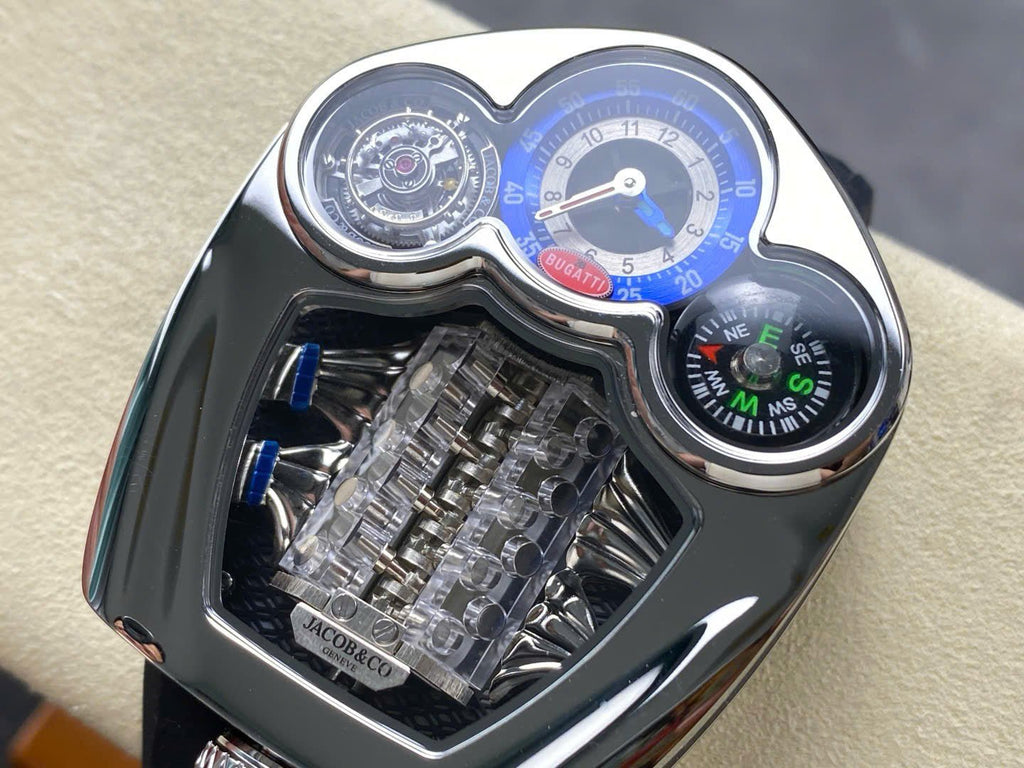Jaboc &amp; Co Bugatti Watch Rubber Strap Black 52x48mm