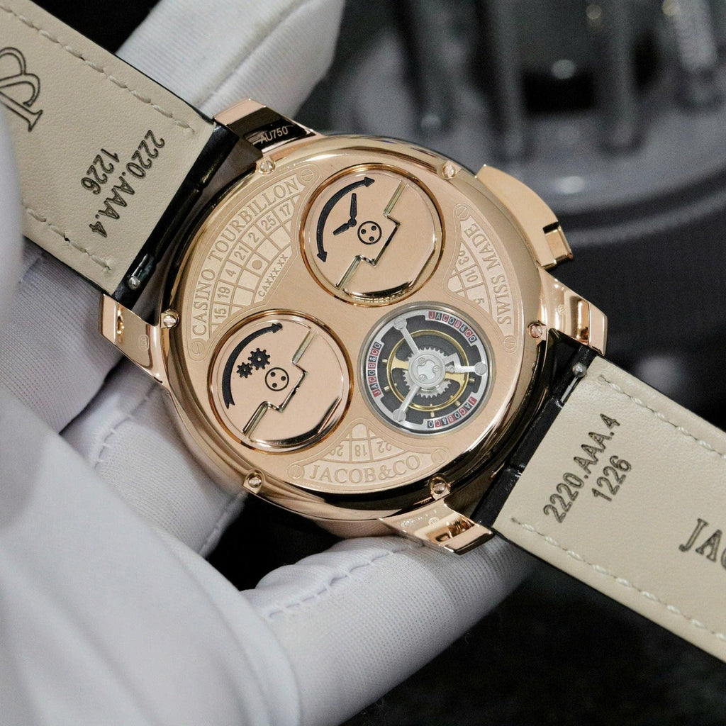 Jacob &amp; Co Casino Roulette Watch Black Leather Strap 44mm