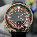 Jacob &amp; Co Casino Roulette Watch Black Leather Strap 44mm