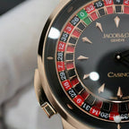 Jacob &amp; Co Casino Roulette Watch Black Leather Strap 44mm