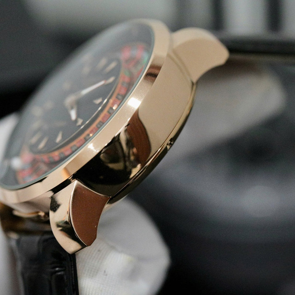 Jacob &amp; Co Casino Roulette Watch Black Leather Strap 44mm