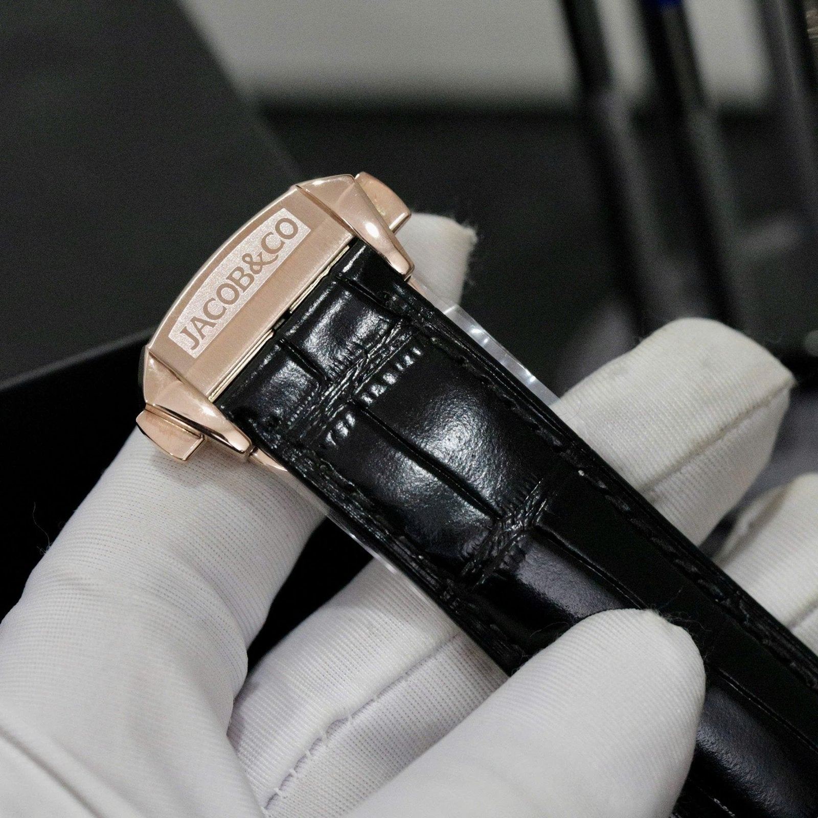 Jacob &amp; Co Casino Roulette Watch Black Leather Strap 44mm