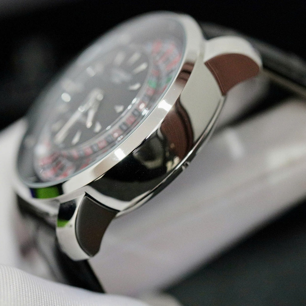 Jacob &amp; Co Casino Roulette Watch Black Leather Strap 44mm