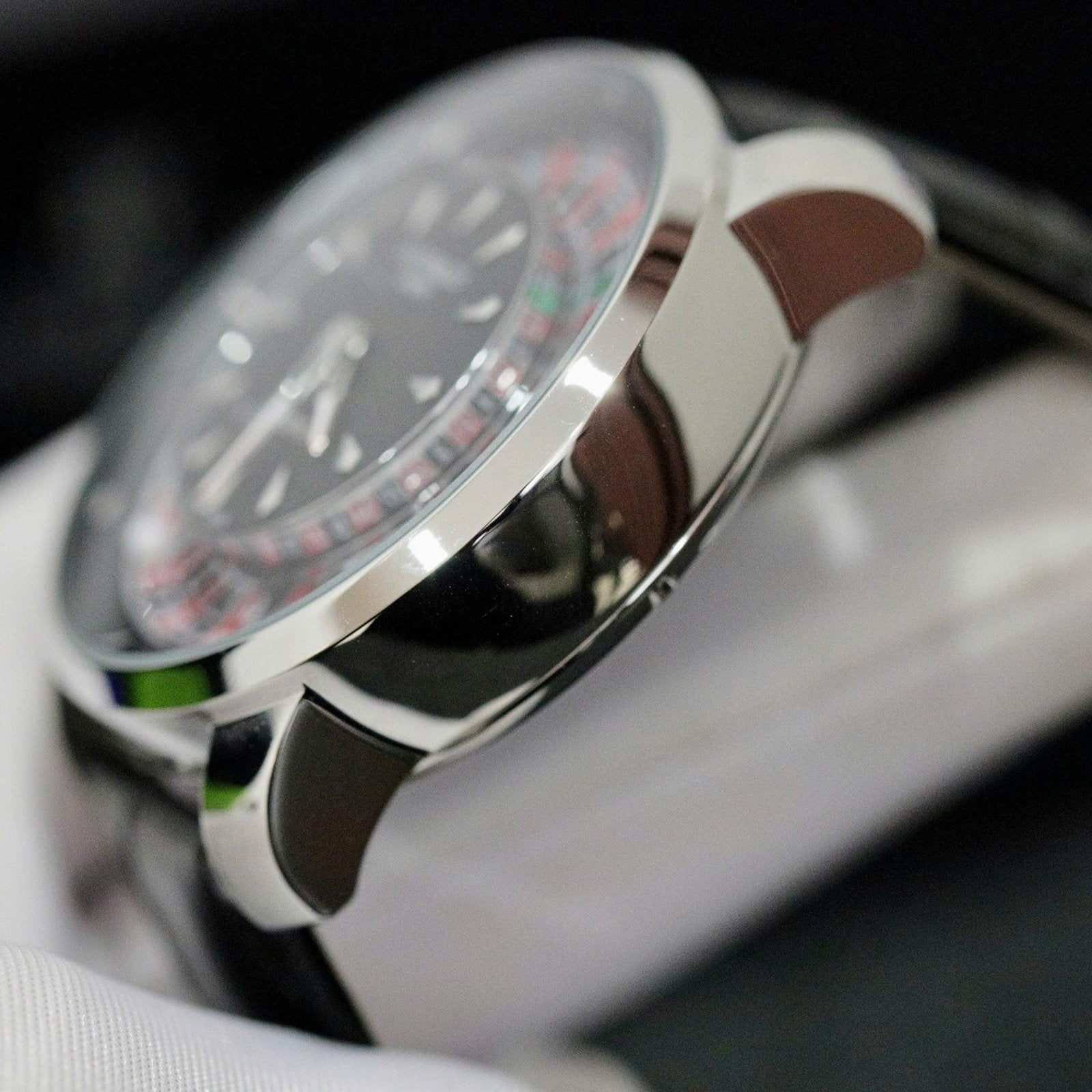 Jacob &amp; Co Casino Roulette Watch Black Leather Strap 44mm