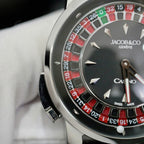 Jacob &amp; Co Casino Roulette Watch Black Leather Strap 44mm
