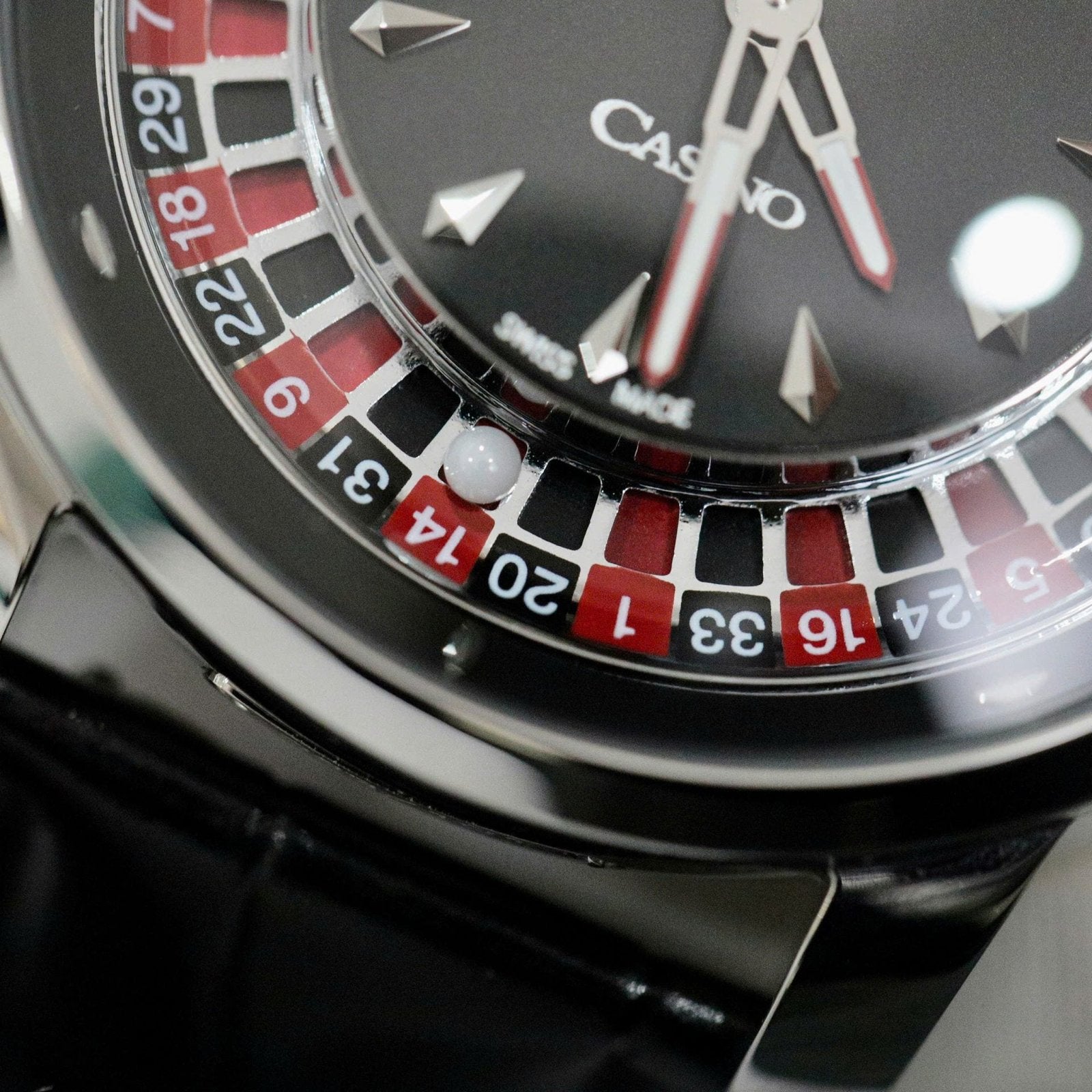 Jacob &amp; Co Casino Roulette Watch Black Leather Strap 44mm