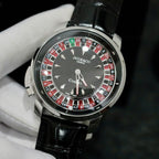 Jacob &amp; Co Casino Roulette Watch Black Leather Strap 44mm