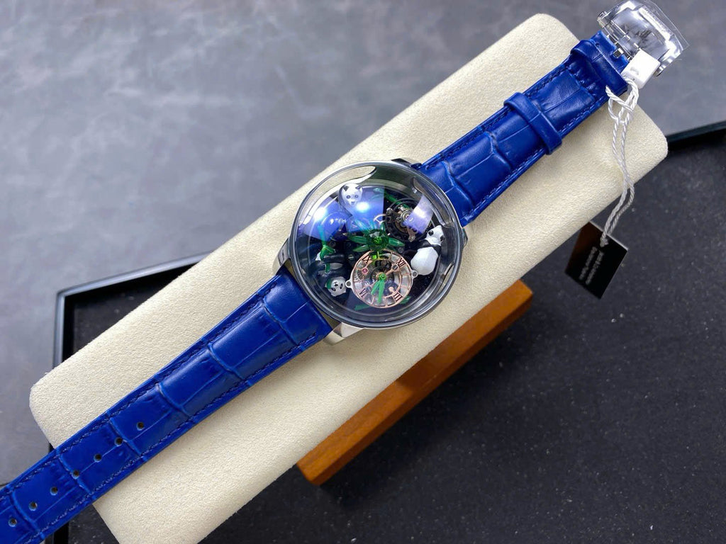 Jacob &amp; Co Panda  Watch Leather Strap Blue 50mm