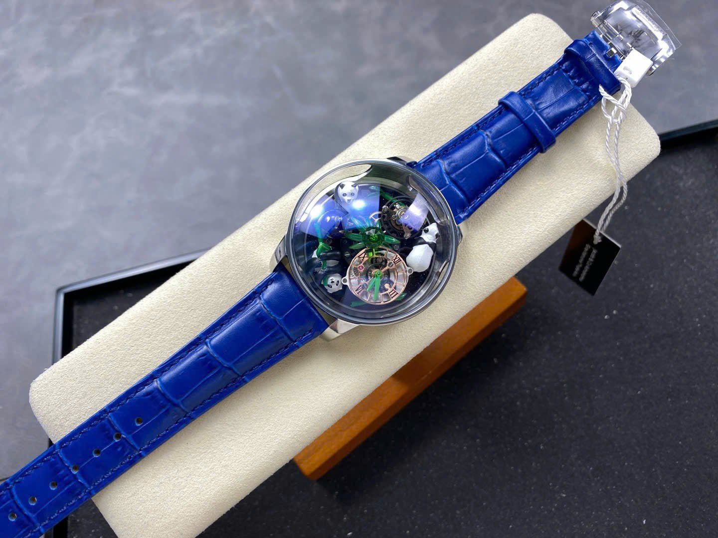 Jacob &amp; Co Panda  Watch Leather Strap Blue 50mm