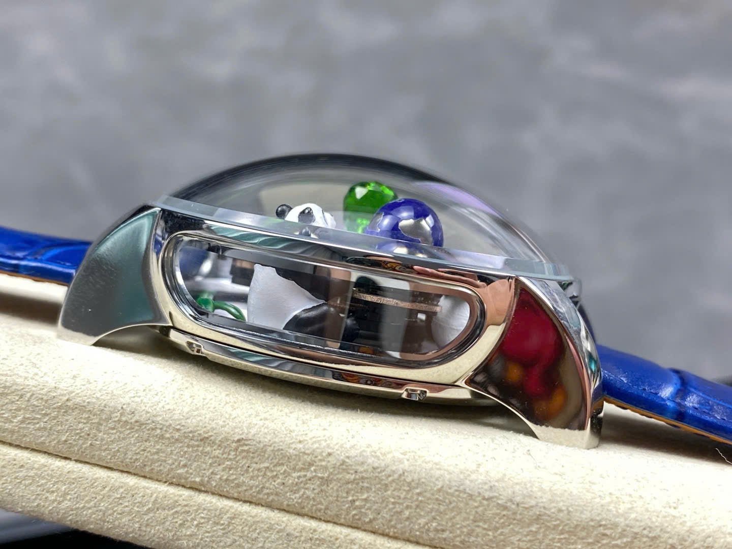 Jacob &amp; Co Panda  Watch Leather Strap Blue 50mm
