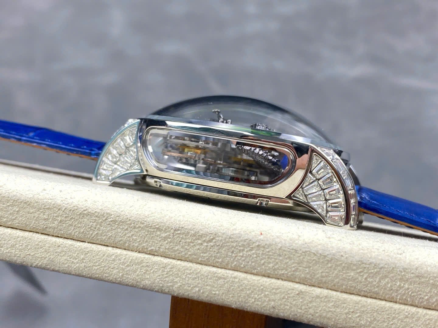 Jacob &amp; Co Black Dragon Watch Leather Strap Blue 45mm