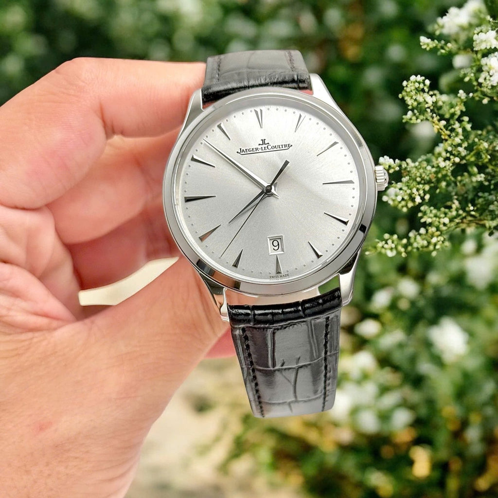 Jaeger LeCoultre Luxury Watch Ultra thin 1288420 Silver Dial Leather Strap 40mm