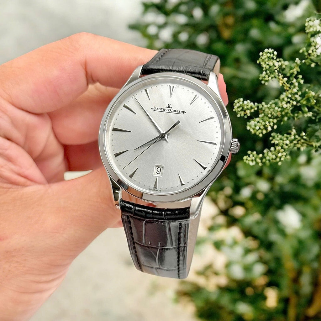 Jaeger LeCoultre Luxury Watch Ultra thin 1288420 Silver Dial Leather Strap 40mm