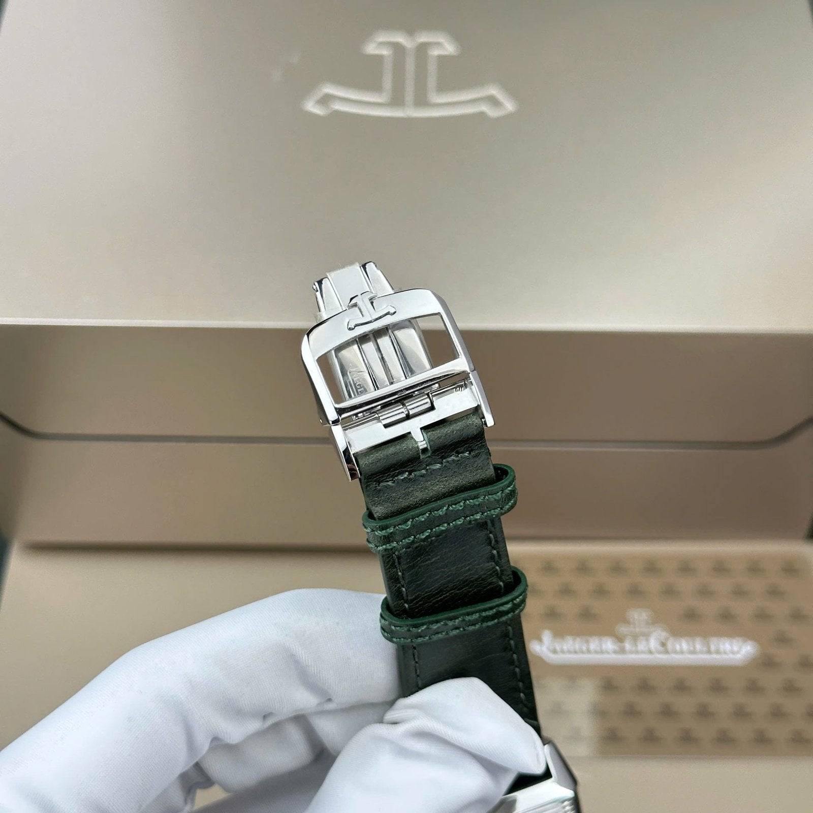 Jaeger LeCoultre Watch Reverso Tribute Small Seconds 2 Dial Green And White 28.3x47mm