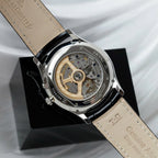 Jaeger LeCoultre Watch Ultra Thin Power Reserve Silver Dial Leather Strap 39mm