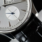 Jaeger LeCoultre Watch Ultra Thin Power Reserve Silver Dial Leather Strap 39mm