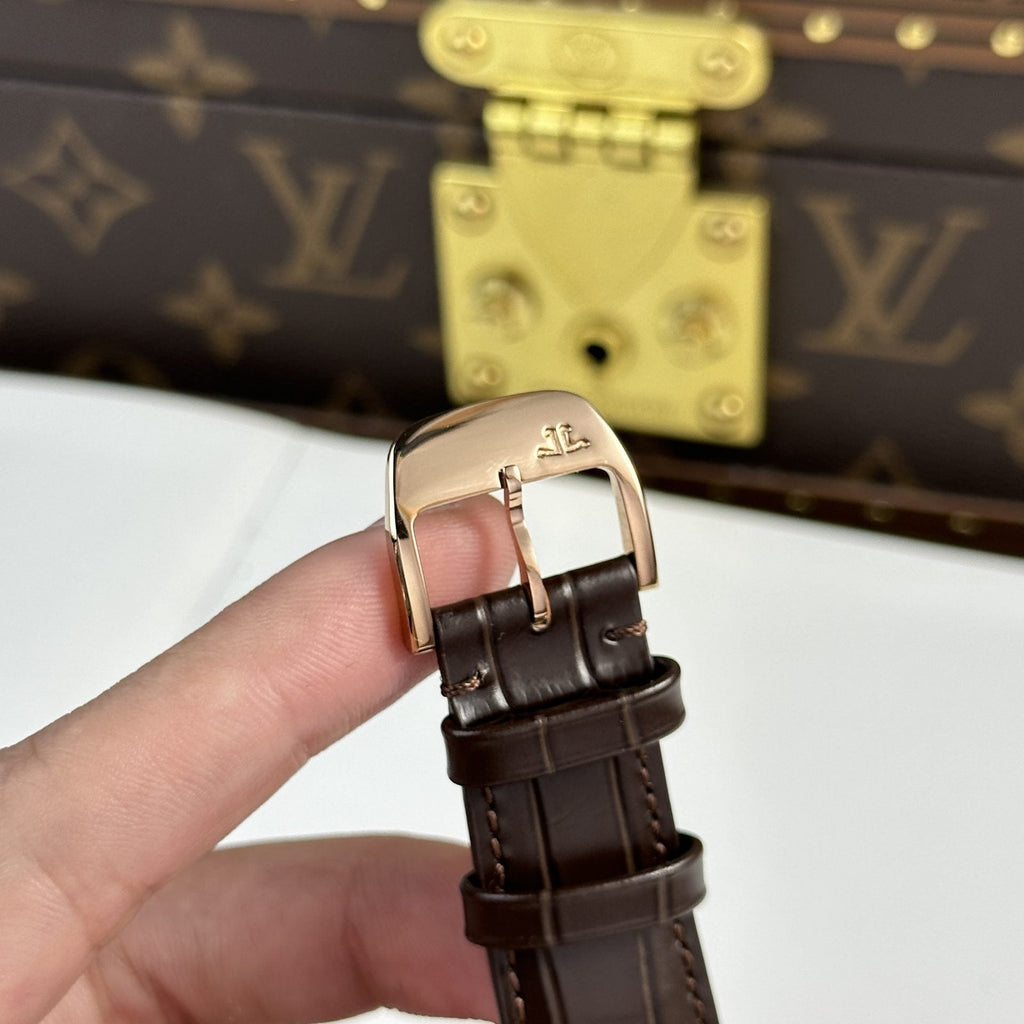 Jaeger LeCoultre Watch Ultrathin Moon Rose Gold Leather Strap 39mm