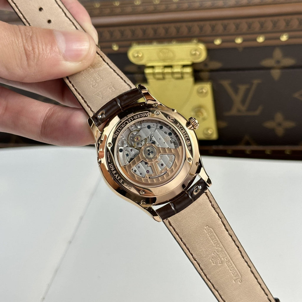 Jaeger LeCoultre Watch Ultrathin Moon Rose Gold Leather Strap 39mm
