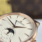Jaeger LeCoultre Watch Ultrathin Moon Rose Gold Leather Strap 39mm