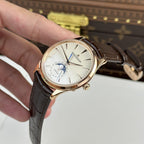 Jaeger LeCoultre Watch Ultrathin Moon Rose Gold Leather Strap 39mm