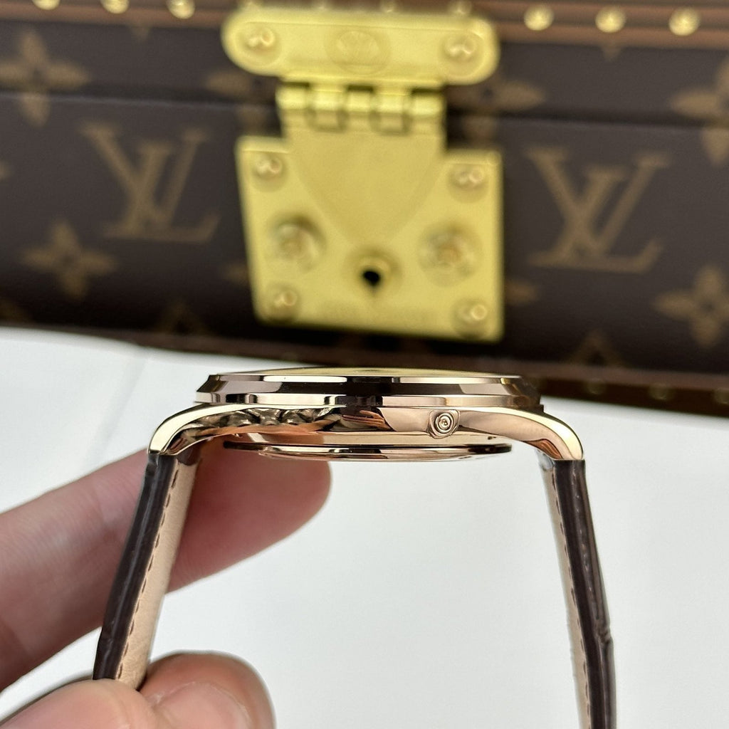 Jaeger LeCoultre Watch Ultrathin Moon Rose Gold Leather Strap 39mm