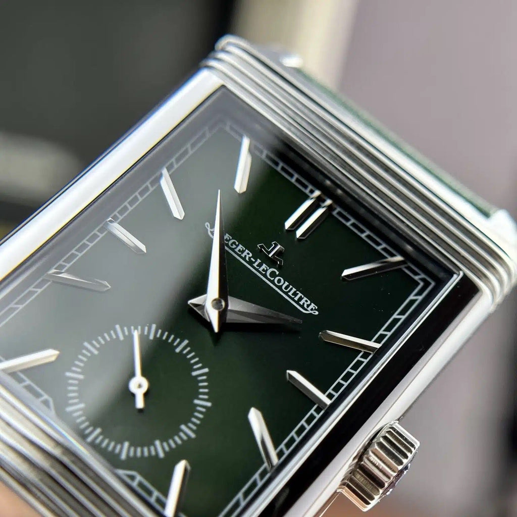 Jaeger Lecoultre Watch Dial Green Leather Strap 30x40mm