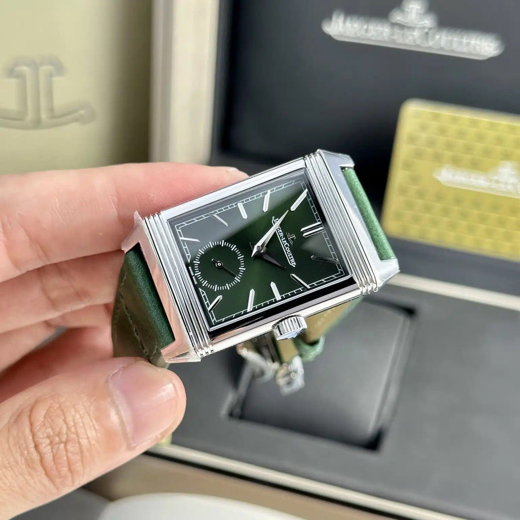 Jaeger Lecoultre Watch Dial Green Leather Strap 30x40mm