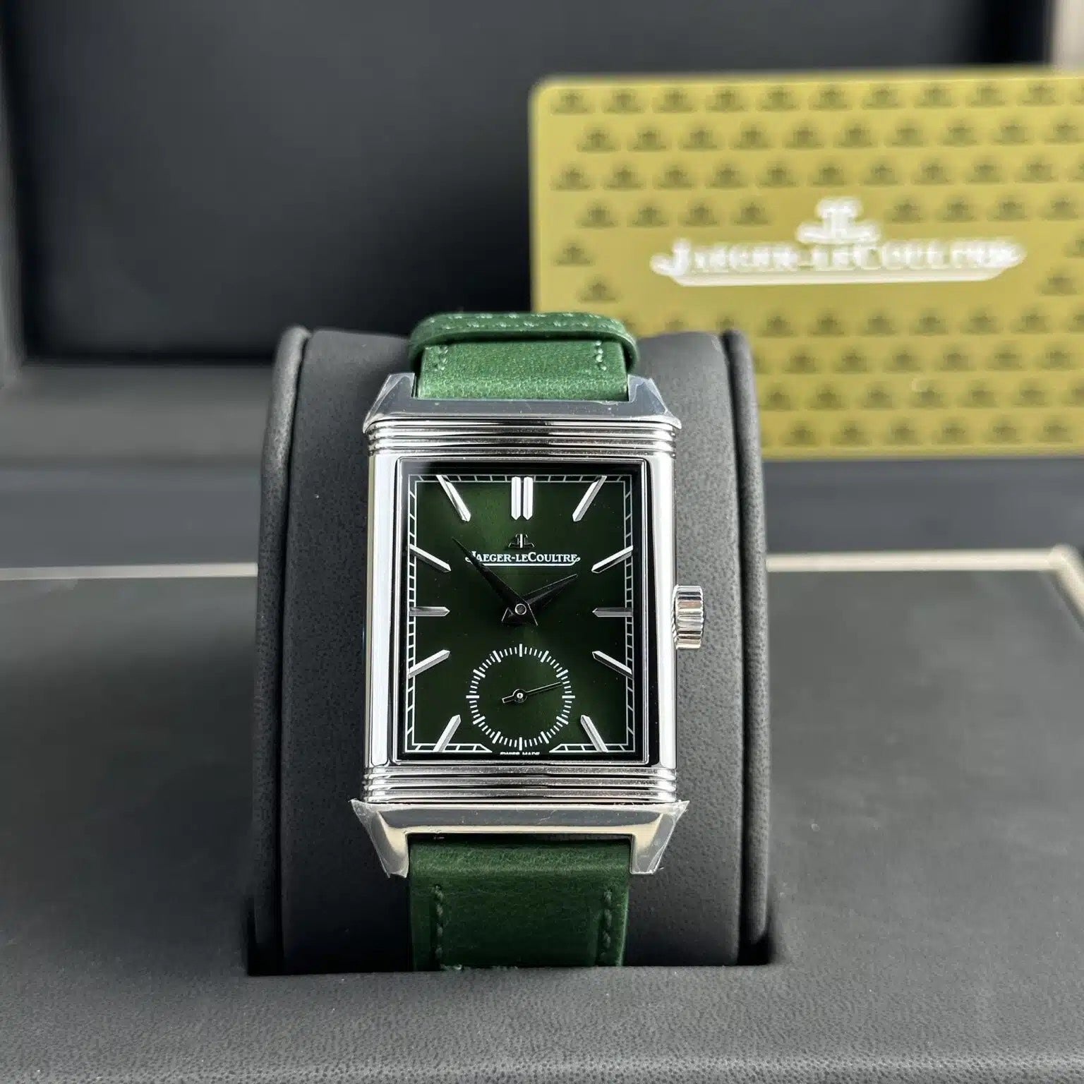 Jaeger Lecoultre Watch Dial Green Leather Strap 30x40mm