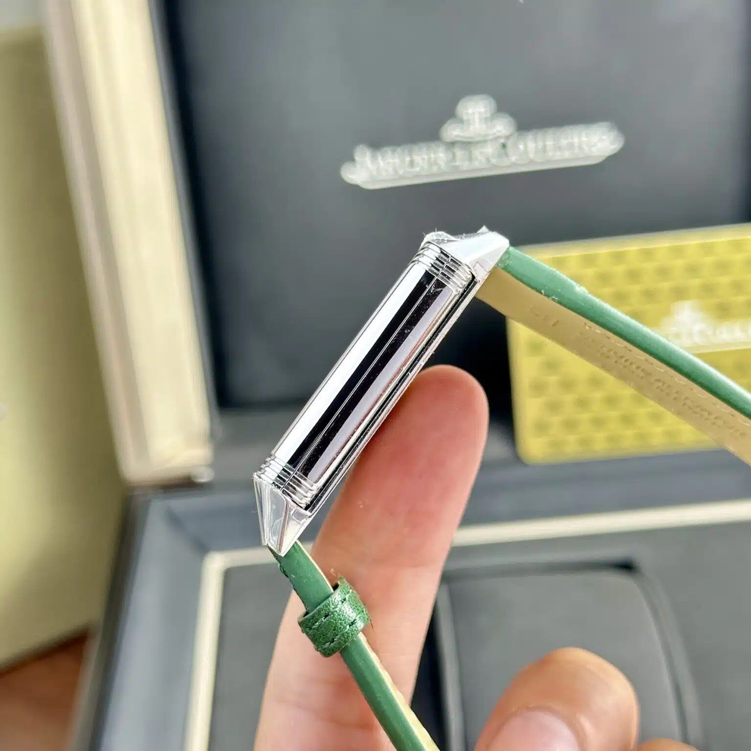 Jaeger Lecoultre Watch Dial Green Leather Strap 30x40mm
