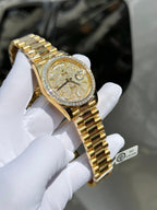 Rolex Day-Date Watch Diamond Moissanite Baguette Gold Wrapped 40mm
