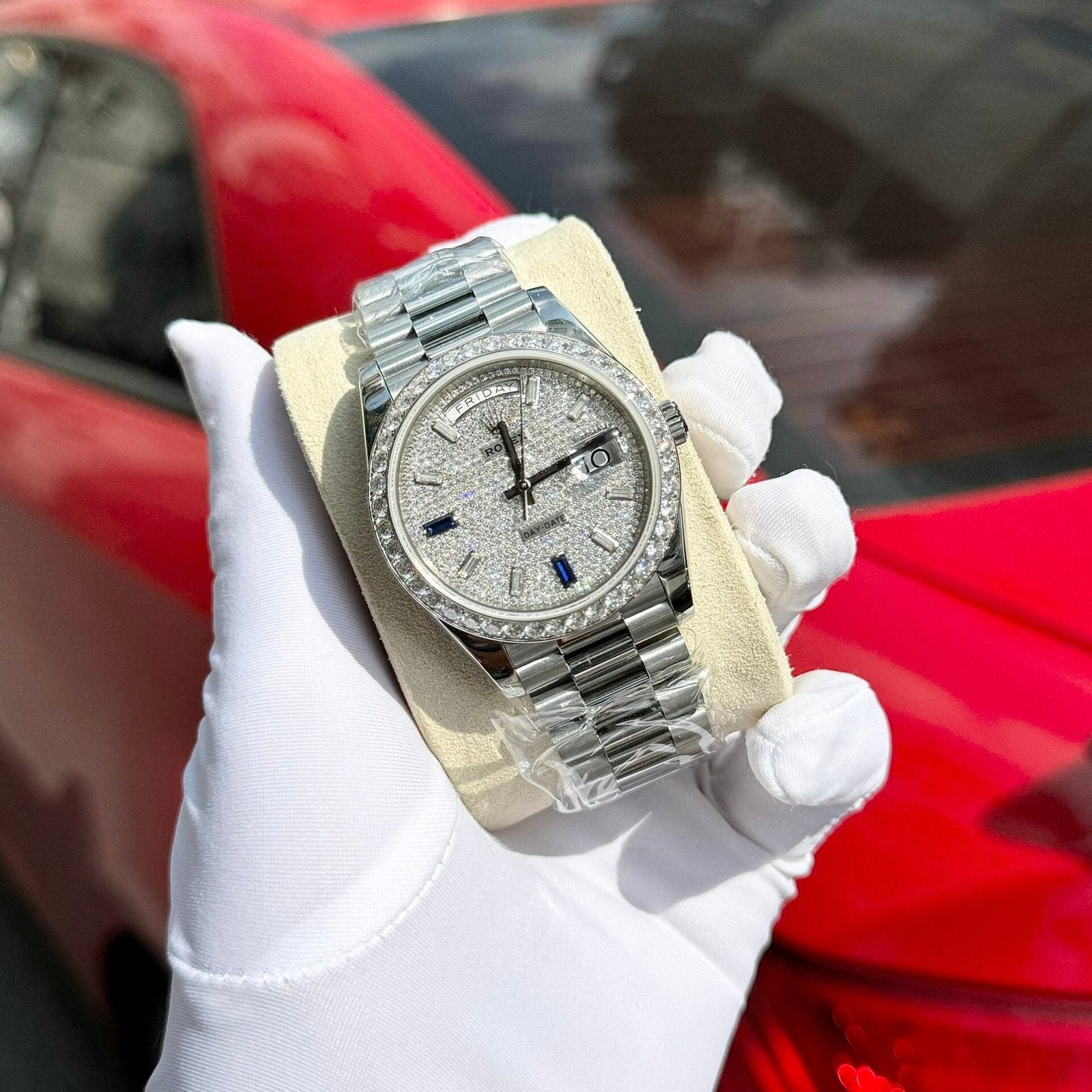 Rolex Day-Date Moissanite Diamond Watch 40mm