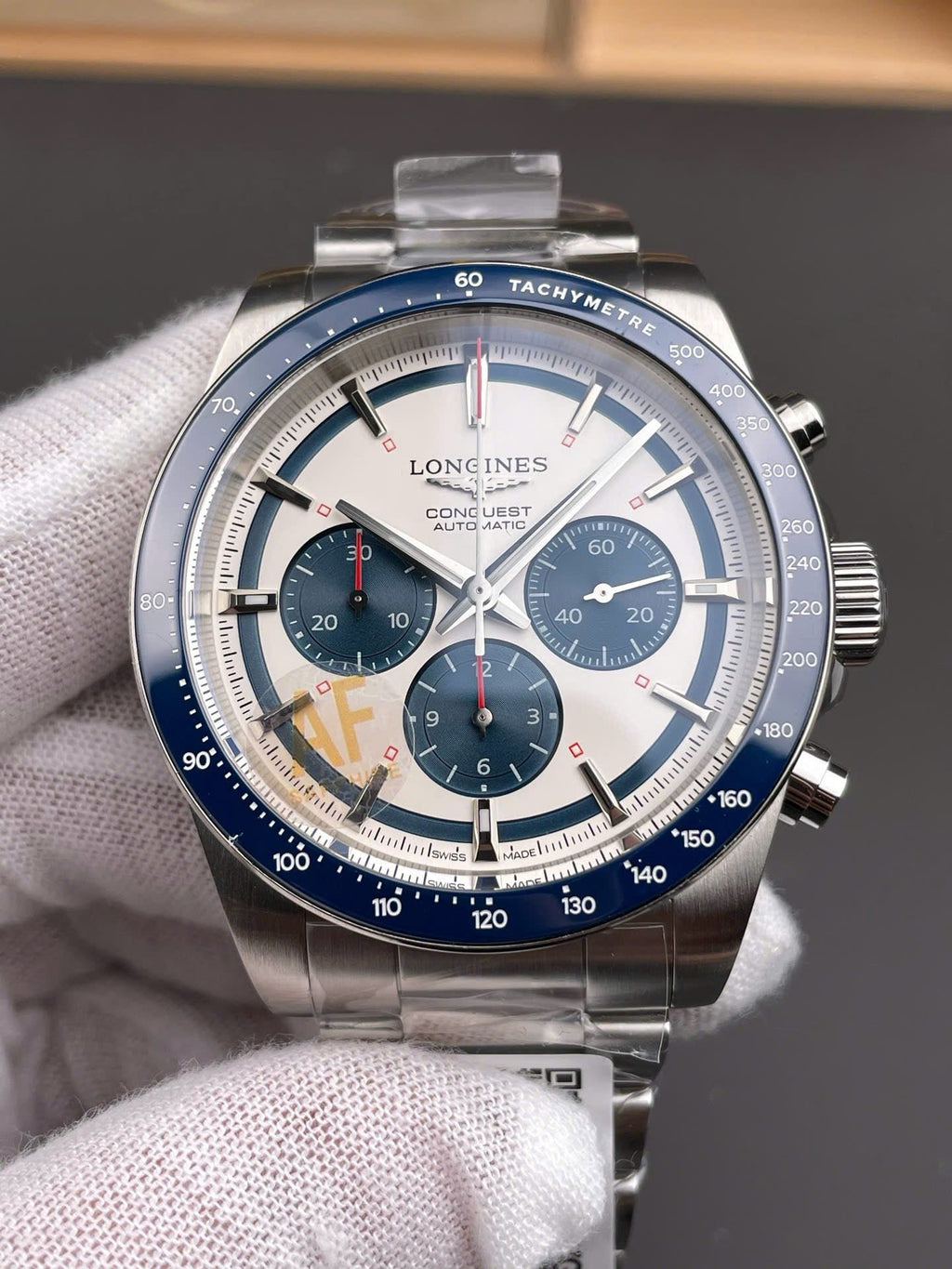 Longines Conquest Chronograph Watch White Dial 42mm