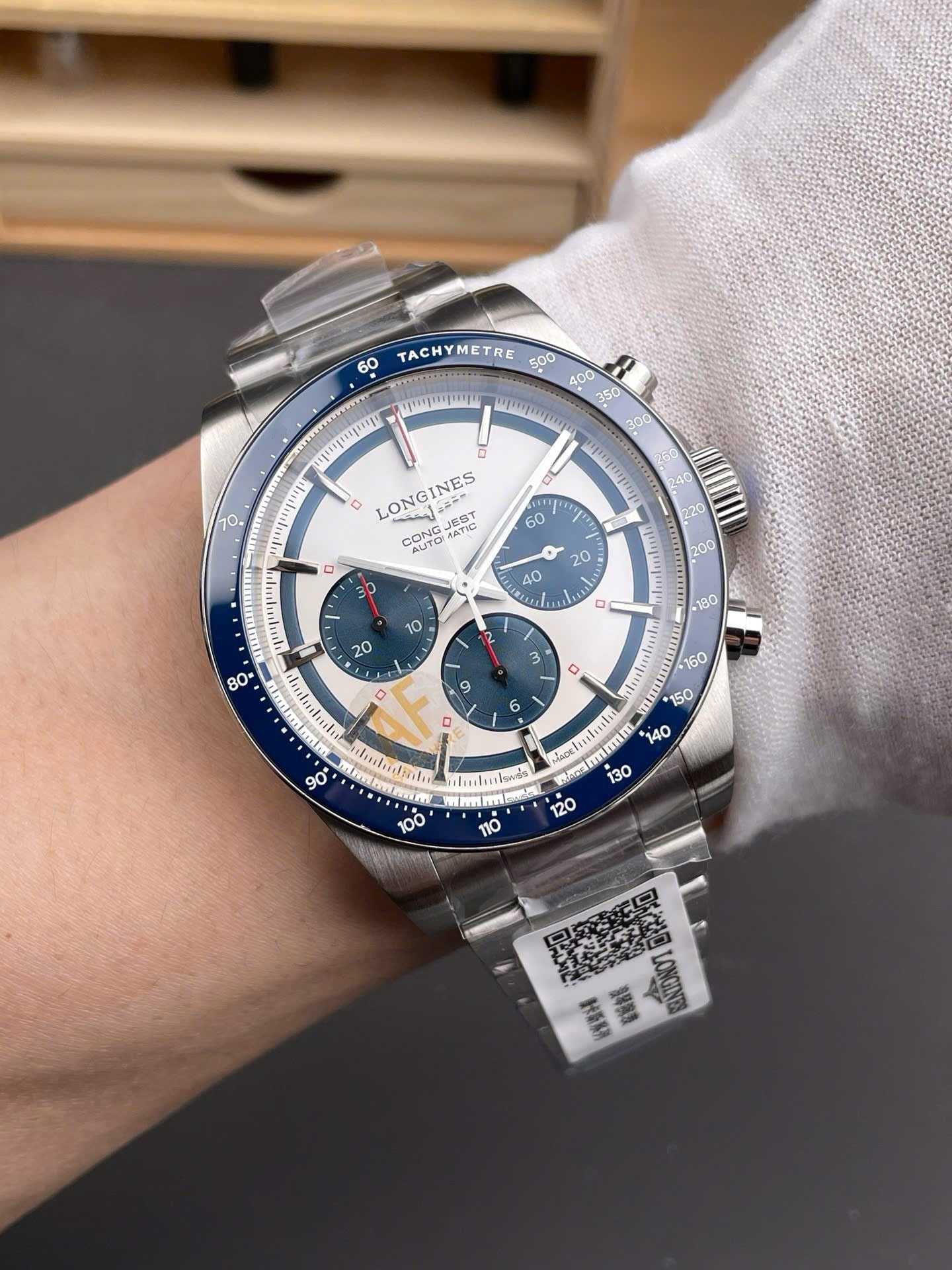 Longines Conquest Chronograph Watch White Dial 42mm