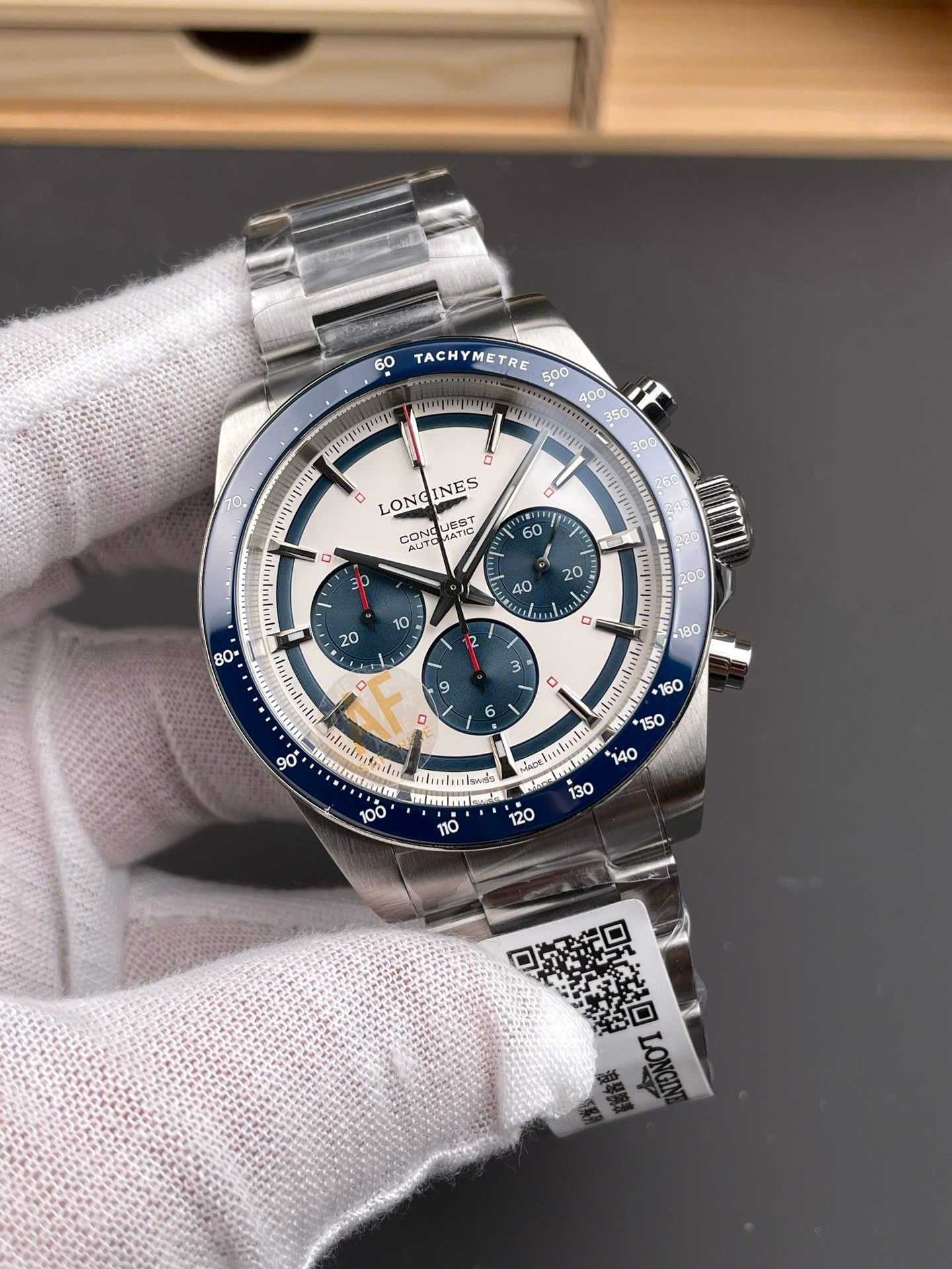 Longines Conquest Chronograph Watch White Dial 42mm