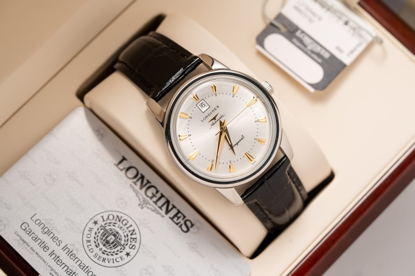 Longines Watch Conquest Heritage L1.645.4.75.4 Leather Strap 40mm