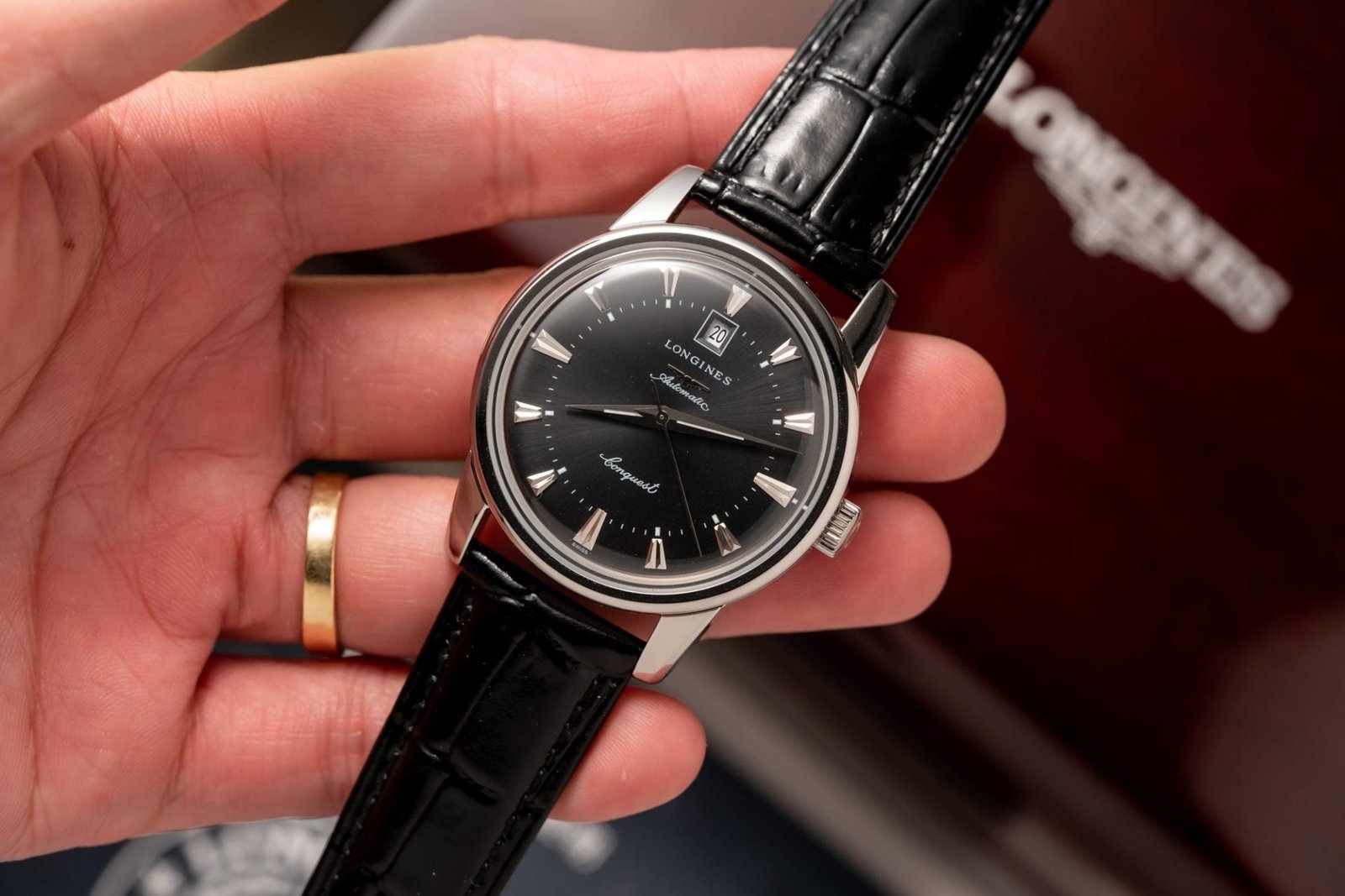 Longines Watch Conquest Heritage L16454754 Black Dial Leather Strap 40mm