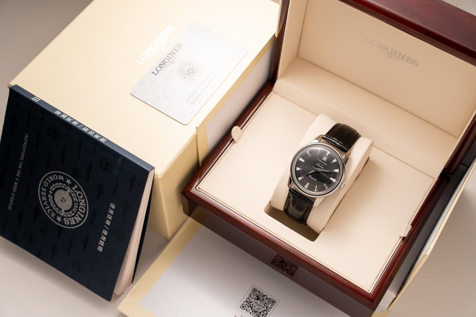 Longines Watch Conquest Heritage L16454754 Black Dial Leather Strap 40mm