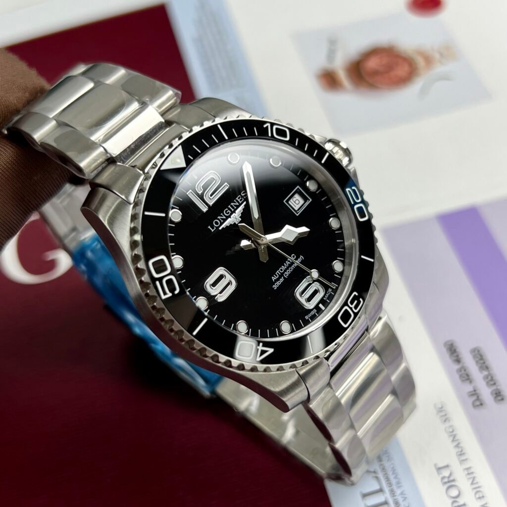 Longines Watch Hydroconquest Black Dial Metal Wire 43mm
