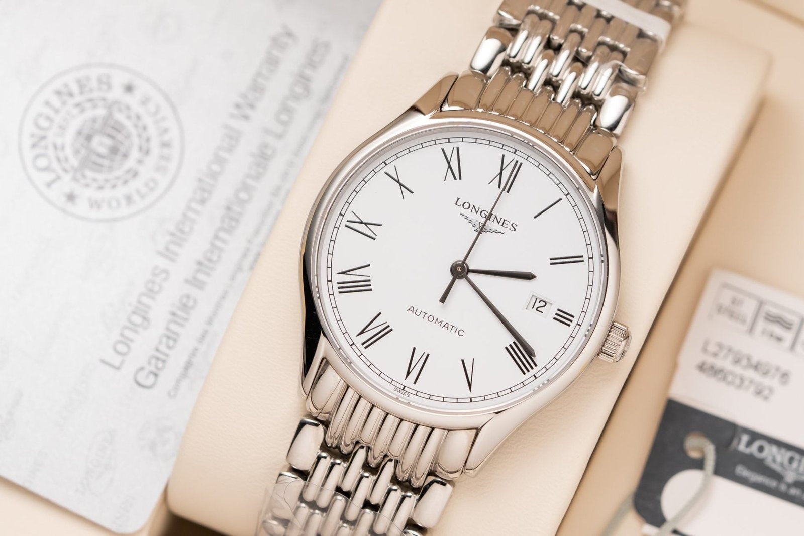 Longines Watch Lyre Cao Cấp L4.961.4.11.6 Dial White 40mm