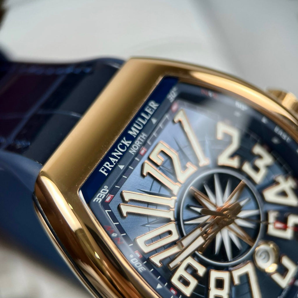 Franck Muller V45 Men’s Watch Blue Rose Gold Case 45mm
