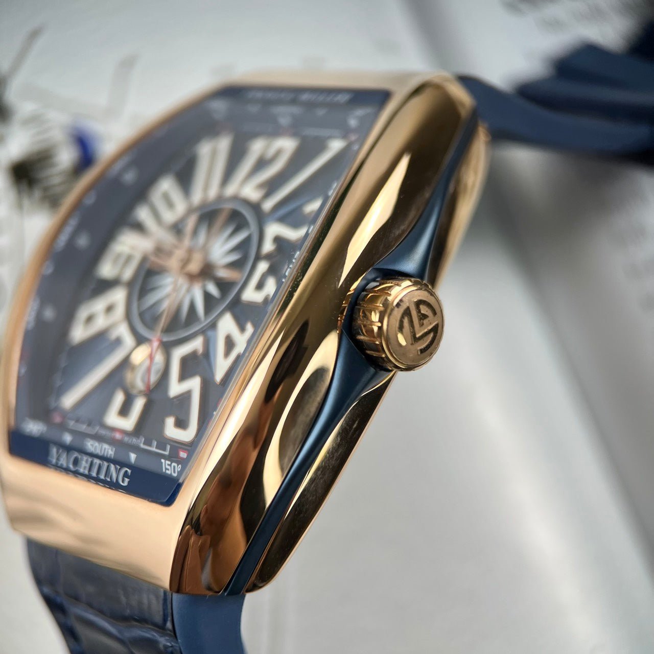 Franck Muller V45 Men’s Watch Blue Rose Gold Case 45mm