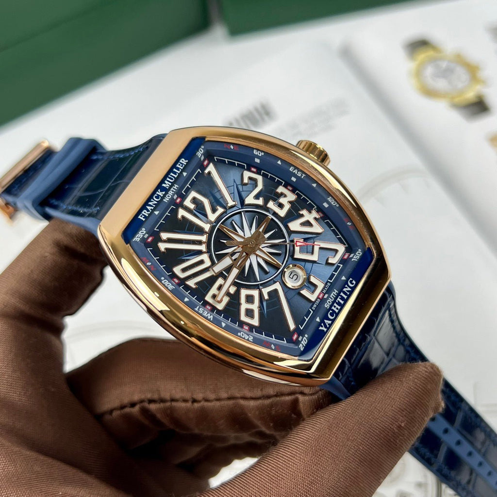 Franck Muller V45 Men’s Watch Blue Rose Gold Case 45mm