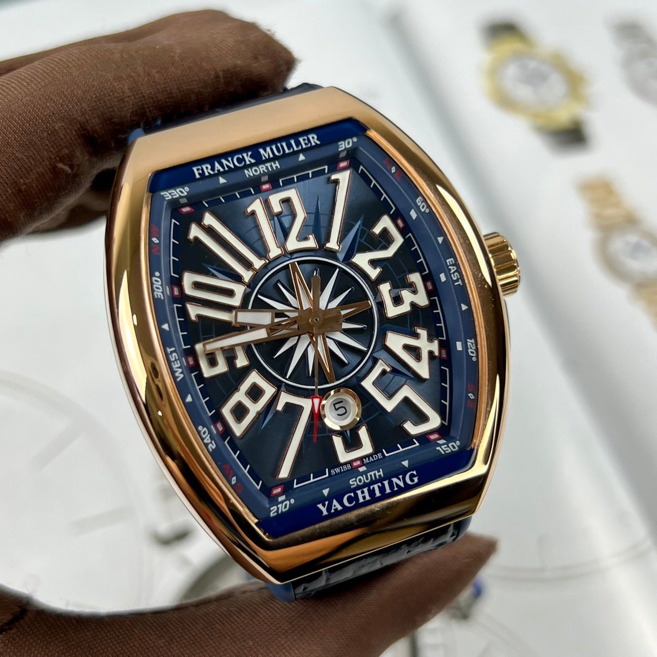 Franck Muller V45 Men’s Watch Blue Rose Gold Case 45mm