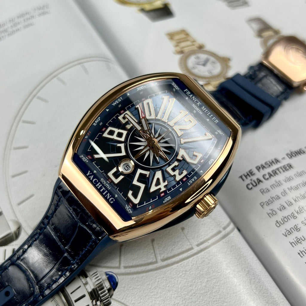 Franck Muller V45 Men’s Watch Blue Rose Gold Case 45mm